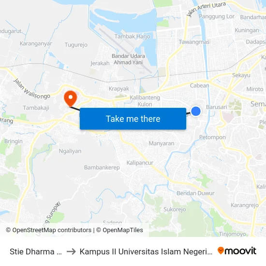 Stie Dharma Putra to Kampus II Universitas Islam Negeri Walisongo map
