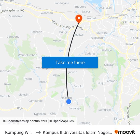 Kampung Widosari to Kampus II Universitas Islam Negeri Walisongo map