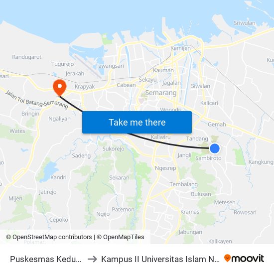 Puskesmas Kedungmundu 1 to Kampus II Universitas Islam Negeri Walisongo map