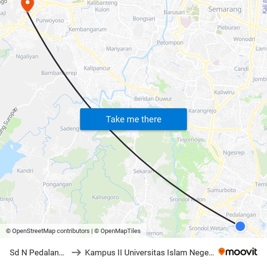 Sd N Pedalangan 1 1 to Kampus II Universitas Islam Negeri Walisongo map