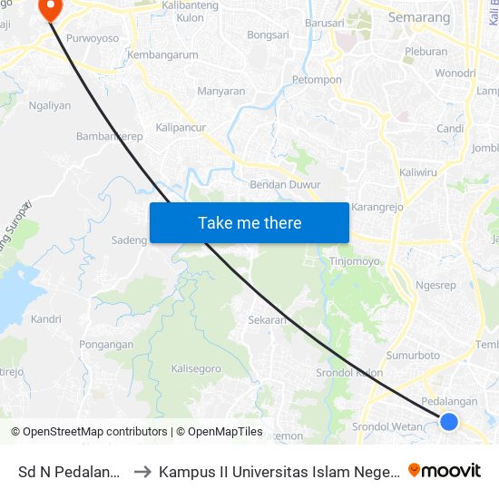 Sd N Pedalangan 1 2 to Kampus II Universitas Islam Negeri Walisongo map