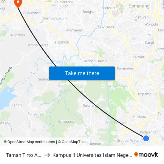 Taman Tirto Agung 2 to Kampus II Universitas Islam Negeri Walisongo map