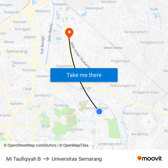 Mi Taufiqiyah B to Universitas Semarang map