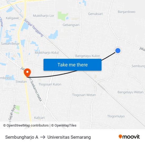 Sembungharjo A to Universitas Semarang map