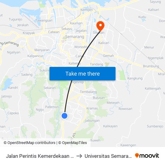 Jalan Perintis Kemerdekaan 20 to Universitas Semarang map