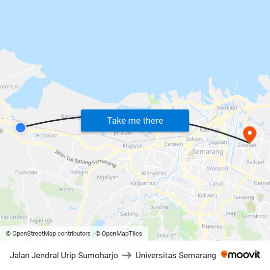 Jalan Jendral Urip Sumoharjo to Universitas Semarang map