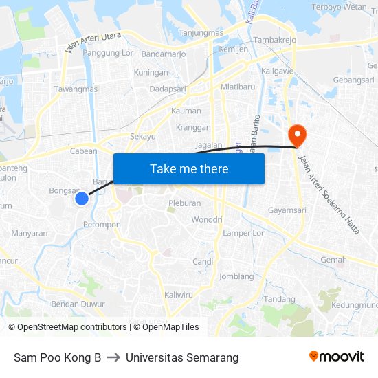 Sam Poo Kong B to Universitas Semarang map