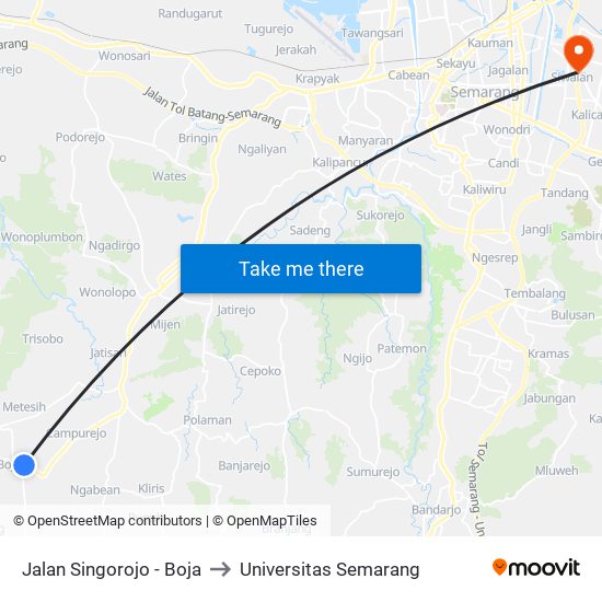 Jalan Singorojo - Boja to Universitas Semarang map