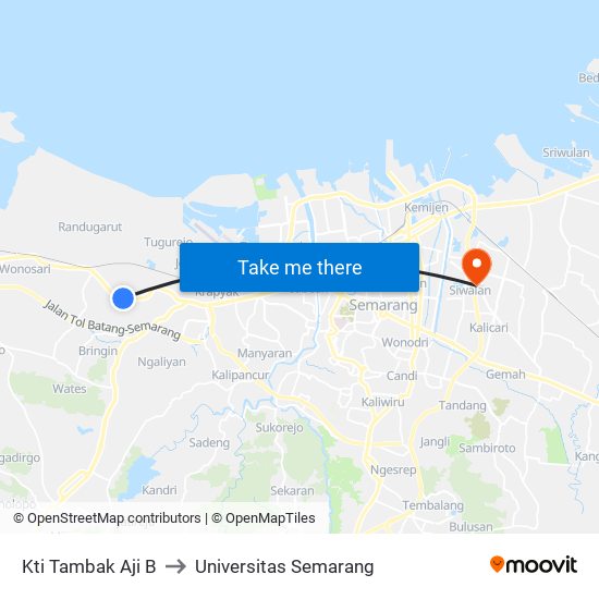 Kti Tambak Aji B to Universitas Semarang map