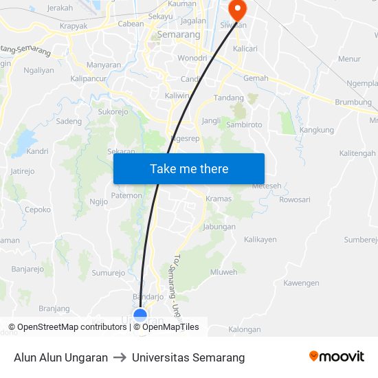 Alun Alun Ungaran to Universitas Semarang map
