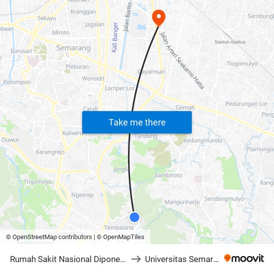 Rumah Sakit Nasional Diponegoro to Universitas Semarang map