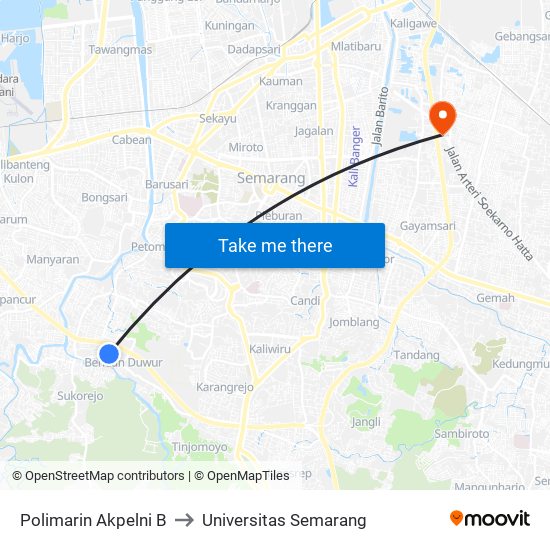 Polimarin Akpelni B to Universitas Semarang map