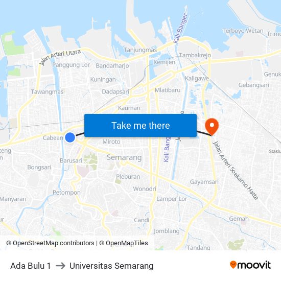 Ada Bulu 1 to Universitas Semarang map