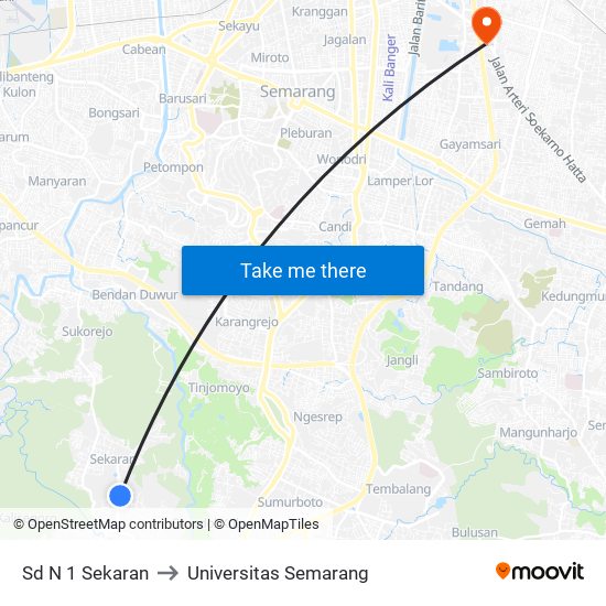 Sd N 1 Sekaran to Universitas Semarang map