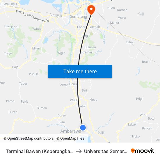 Terminal Bawen (Keberangkatan) to Universitas Semarang map