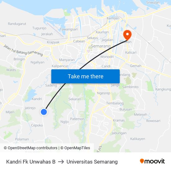 Kandri Fk Unwahas B to Universitas Semarang map