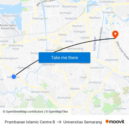Prambanan Islamic Centre B to Universitas Semarang map