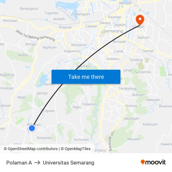 Polaman A to Universitas Semarang map