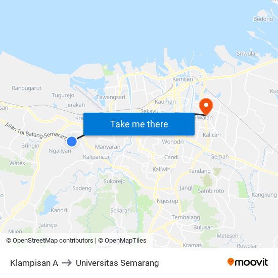 Klampisan A to Universitas Semarang map