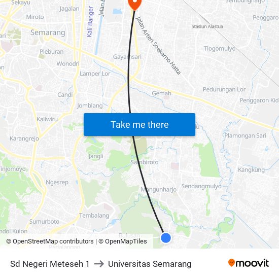 Sd Negeri Meteseh 1 to Universitas Semarang map