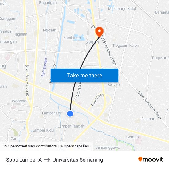 Spbu Lamper A to Universitas Semarang map