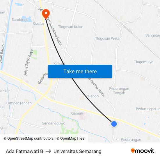 Ada Fatmawati B to Universitas Semarang map