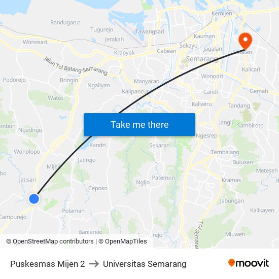 Puskesmas Mijen 2 to Universitas Semarang map