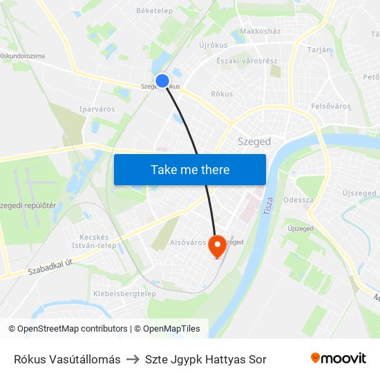 Rókus Vasútállomás to Szte Jgypk Hattyas Sor map