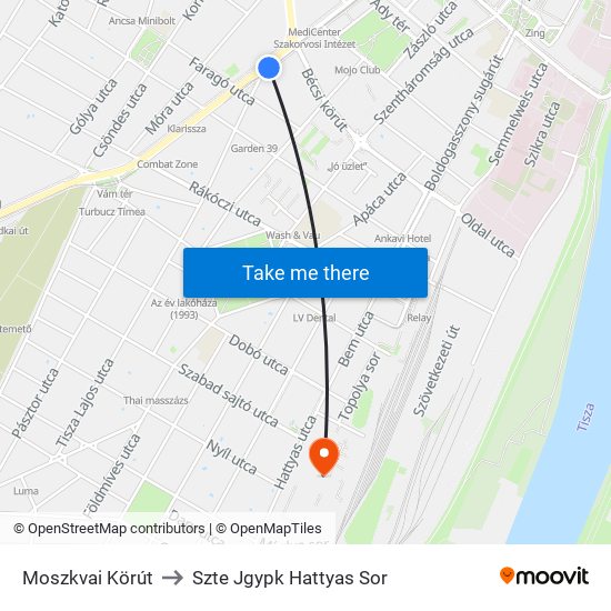 Moszkvai Körút to Szte Jgypk Hattyas Sor map