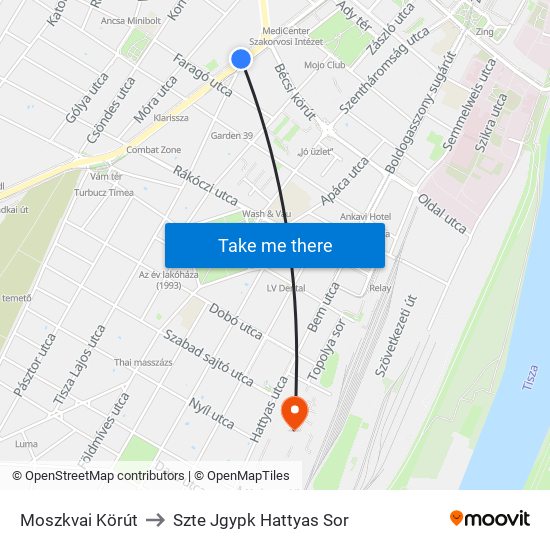 Moszkvai Körút to Szte Jgypk Hattyas Sor map