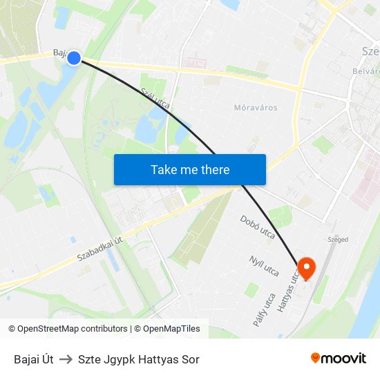 Bajai Út to Szte Jgypk Hattyas Sor map