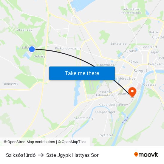 Sziksósfürdő to Szte Jgypk Hattyas Sor map