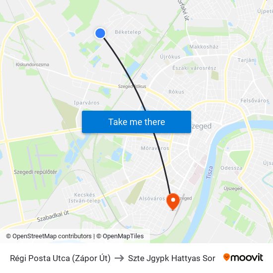 Régi Posta Utca (Zápor Út) to Szte Jgypk Hattyas Sor map