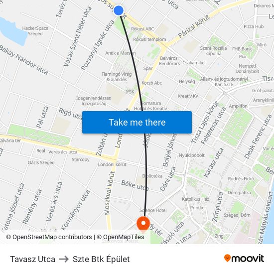 Tavasz Utca to Szte Btk Épület map