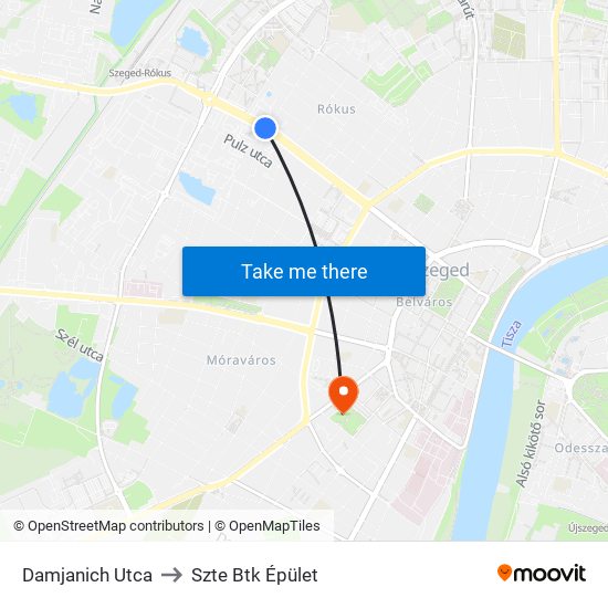 Damjanich Utca to Szte Btk Épület map