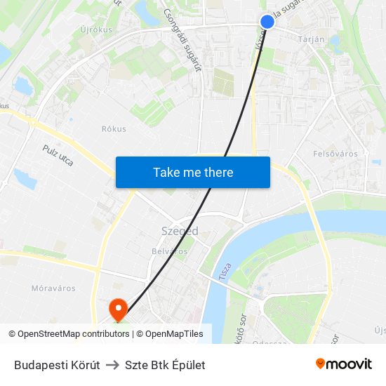 Budapesti Körút to Szte Btk Épület map