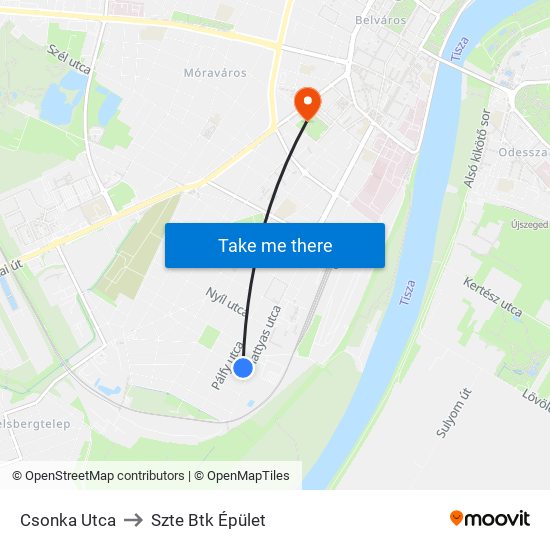 Csonka Utca to Szte Btk Épület map