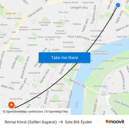 Római Körút (Szilléri Sugárút) to Szte Btk Épület map