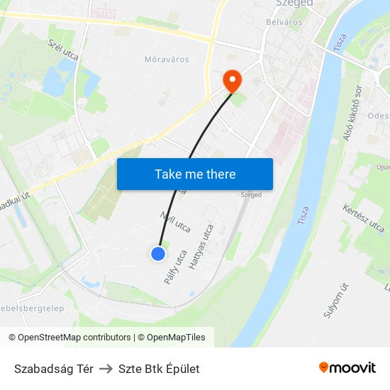 Szabadság Tér to Szte Btk Épület map