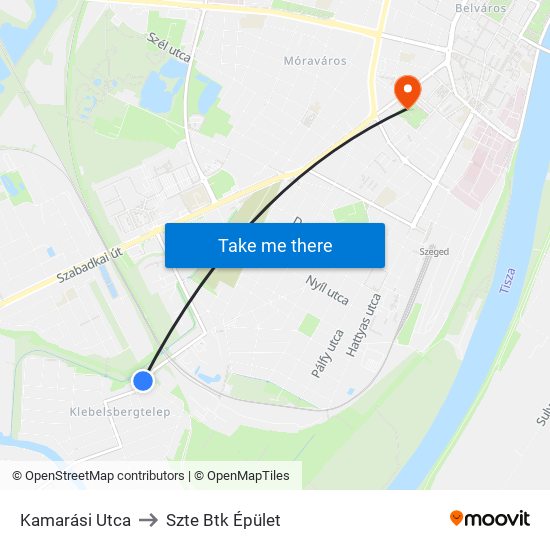 Kamarási Utca to Szte Btk Épület map