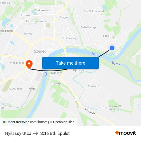 Nyilassy Utca to Szte Btk Épület map