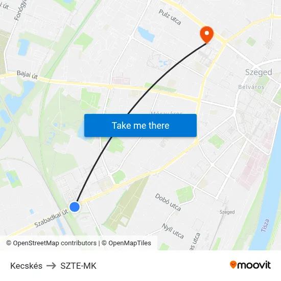 Kecskés to SZTE-MK map