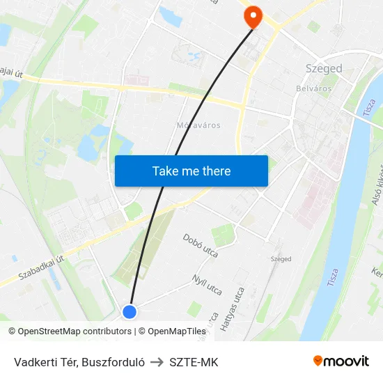 Vadkerti Tér, Buszforduló to SZTE-MK map