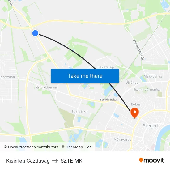 Kísérleti Gazdaság to SZTE-MK map