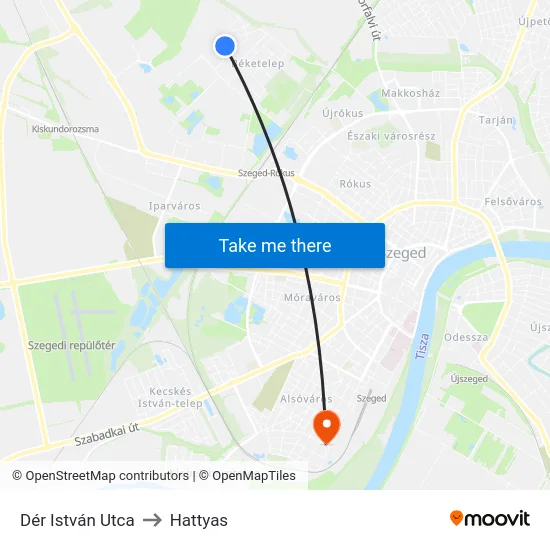 Dér István Utca to Hattyas map
