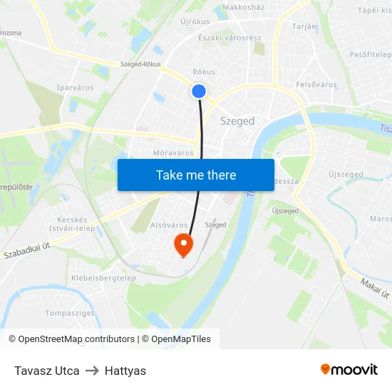 Tavasz Utca to Hattyas map