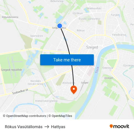 Rókus Vasútállomás to Hattyas map