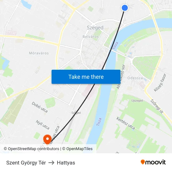 Szent György Tér to Hattyas map
