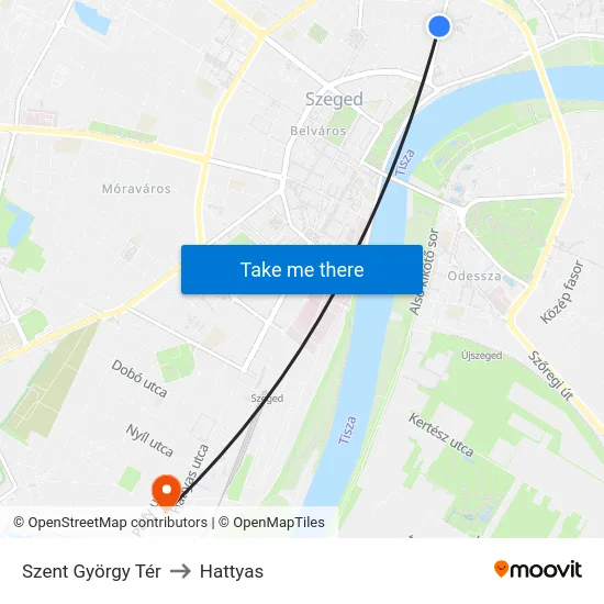 Szent György Tér to Hattyas map