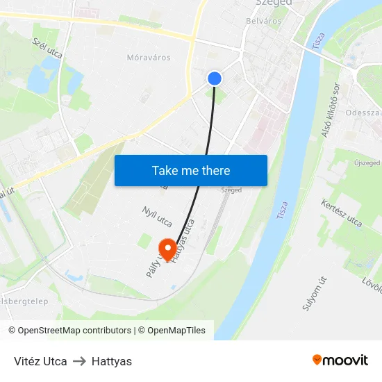 Vitéz Utca to Hattyas map